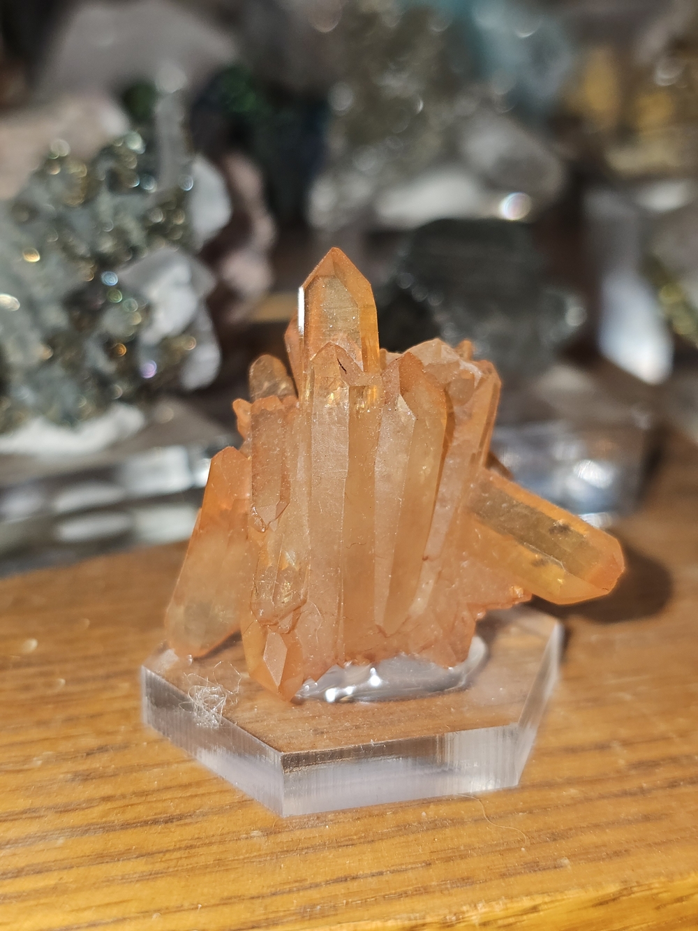 Tangerine Quartz Crystal Cluster Display